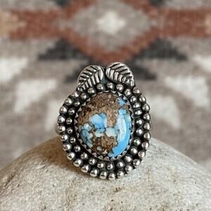 Golden Hills Turquoise Sterling Silver Ring Native Southwestern Style Size 7